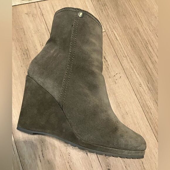 Calvin Klein Jeans Odelle suede brown side zip wedge women’s boots. Fur lined  8 - Picture 1 of 8